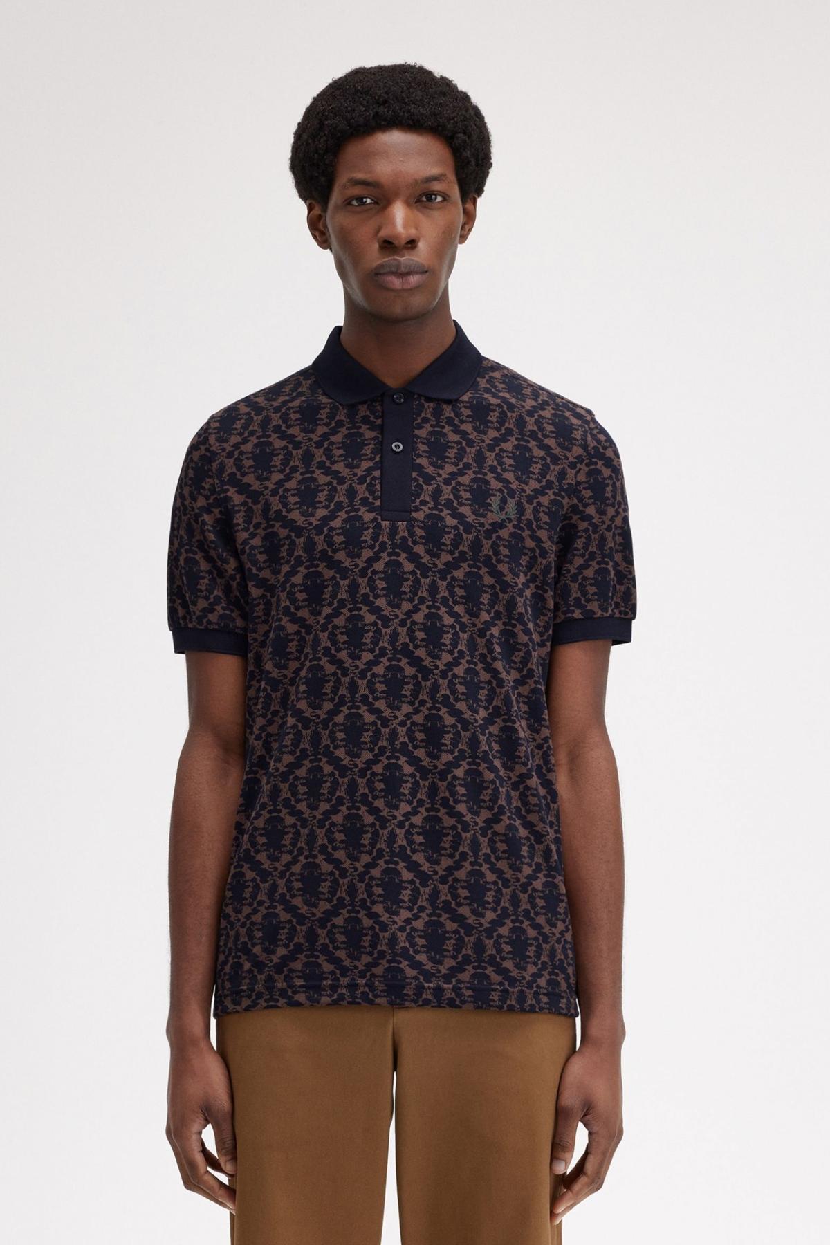 FRED PERRY REPEAT PRINT POLO SHIRT en color AZUL  (1)