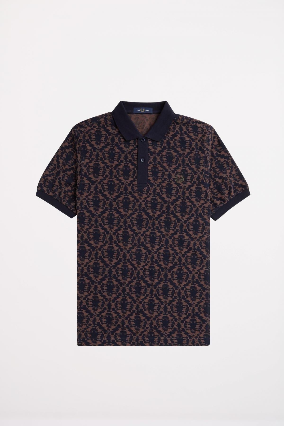 FRED PERRY REPEAT PRINT POLO SHIRT en color AZUL  (2)