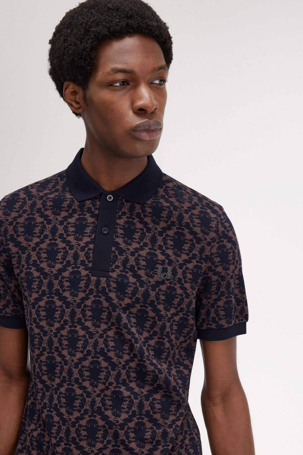 FRED PERRY REPEAT PRINT POLO SHIRT en color AZUL  (4)