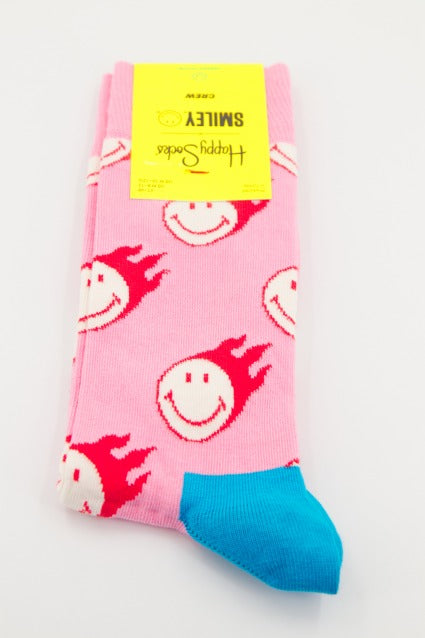 HAPPY SOCKS SUPER SMAILEY  en color ROSA  (2)