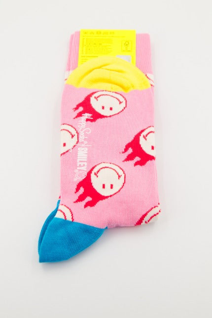 HAPPY SOCKS SUPER SMAILEY  en color ROSA  (1)