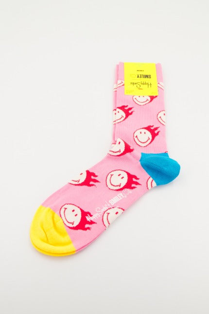 HAPPY SOCKS SUPER SMAILEY  en color ROSA  (3)