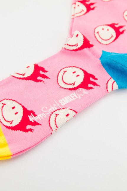 HAPPY SOCKS SUPER SMAILEY  en color ROSA  (4)