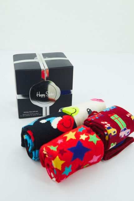 HAPPY SOCKS PACK HOLIDAY VIBES GIFT en color NEGRO  (2)