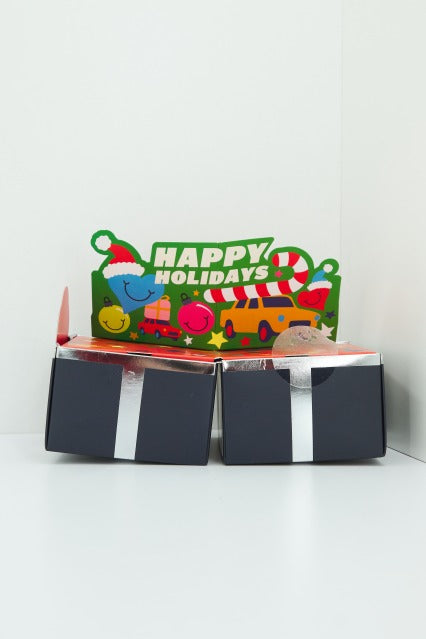 HAPPY SOCKS PACK HOLIDAY VIBES GIFT en color NEGRO  (4)