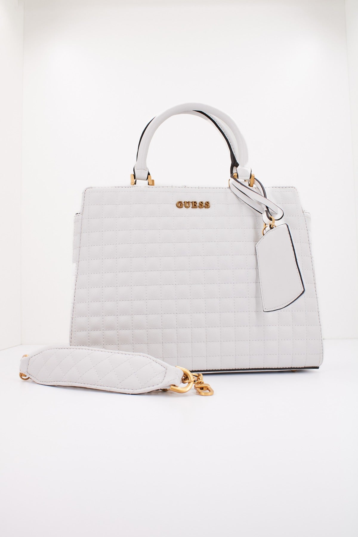 GUESS TIA LUXURY SATCHEL en color BLANCO  (2)