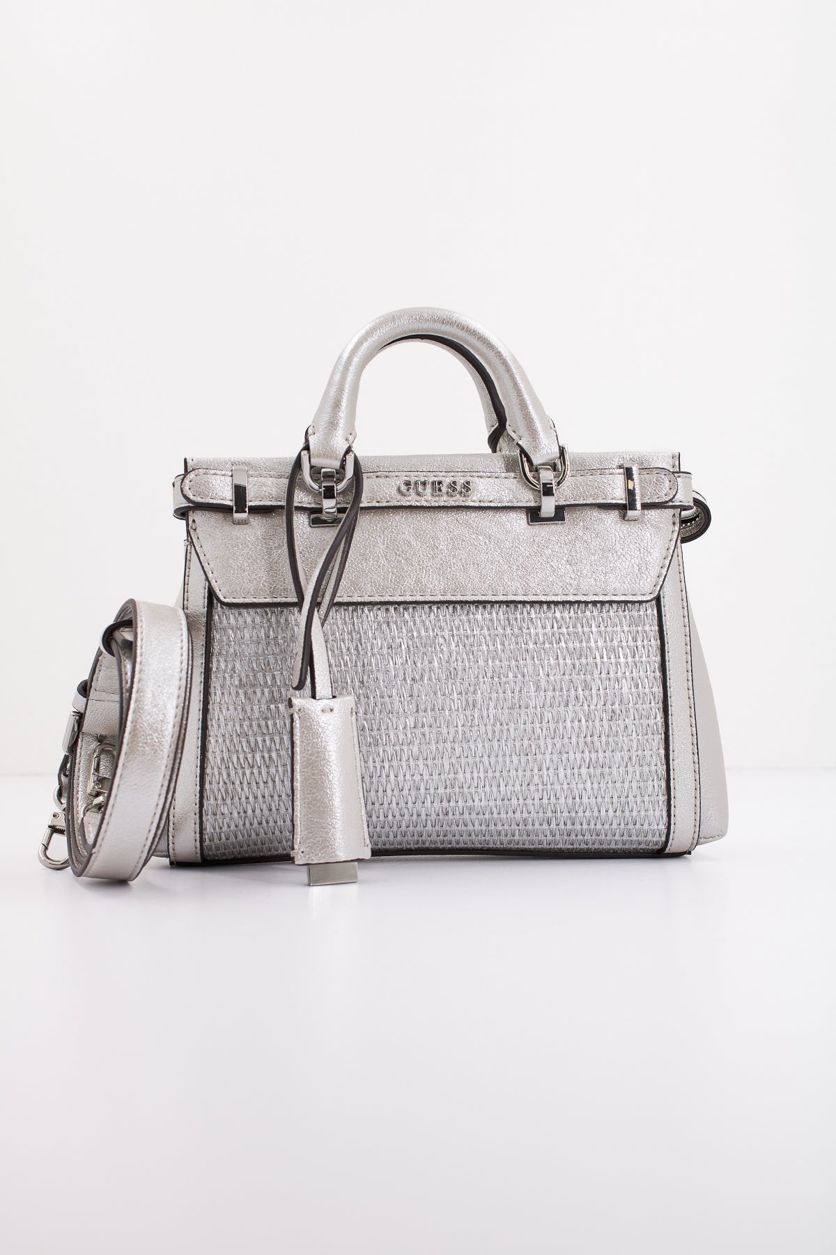 GUESS  SESTRI MINI SATCHEL en color PLATA  (2)