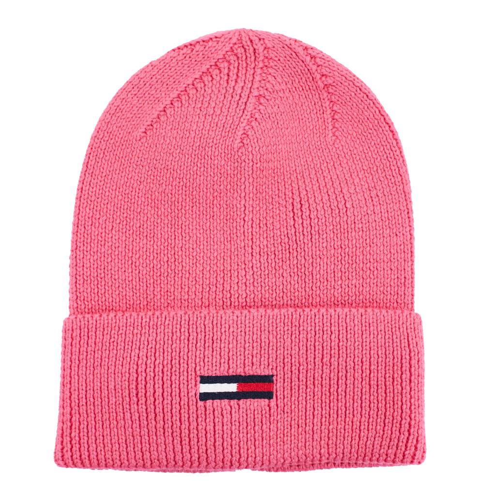 TOMMY JEANS TJW ELONGATED FLAG BEANI en color ROSA  (4)