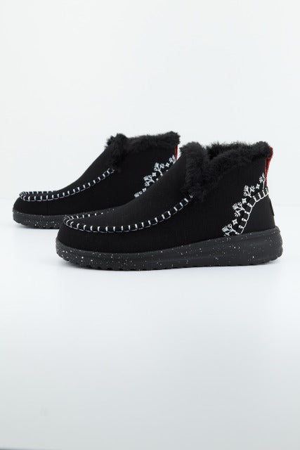 HEY DUDE DENNY FAUX SHEARLING en color NEGRO  (1)