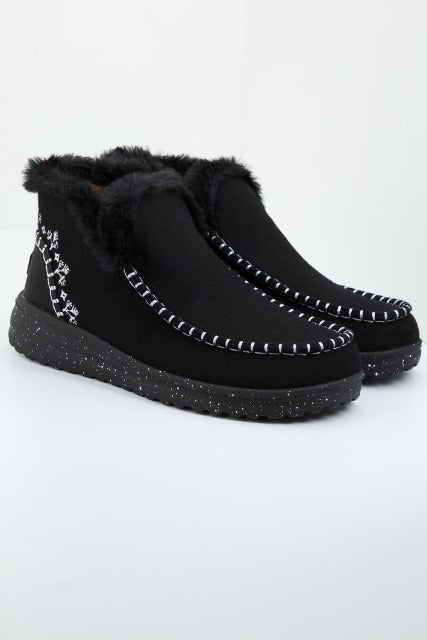 HEY DUDE DENNY FAUX SHEARLING en color NEGRO  (2)