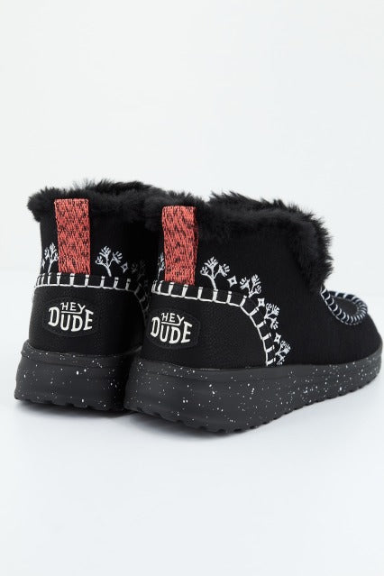 HEY DUDE DENNY FAUX SHEARLING en color NEGRO  (3)