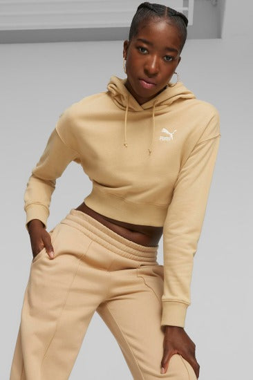 PUMA CLASSICS CROPPED HOODLE en color MARRON CLARO  (1)