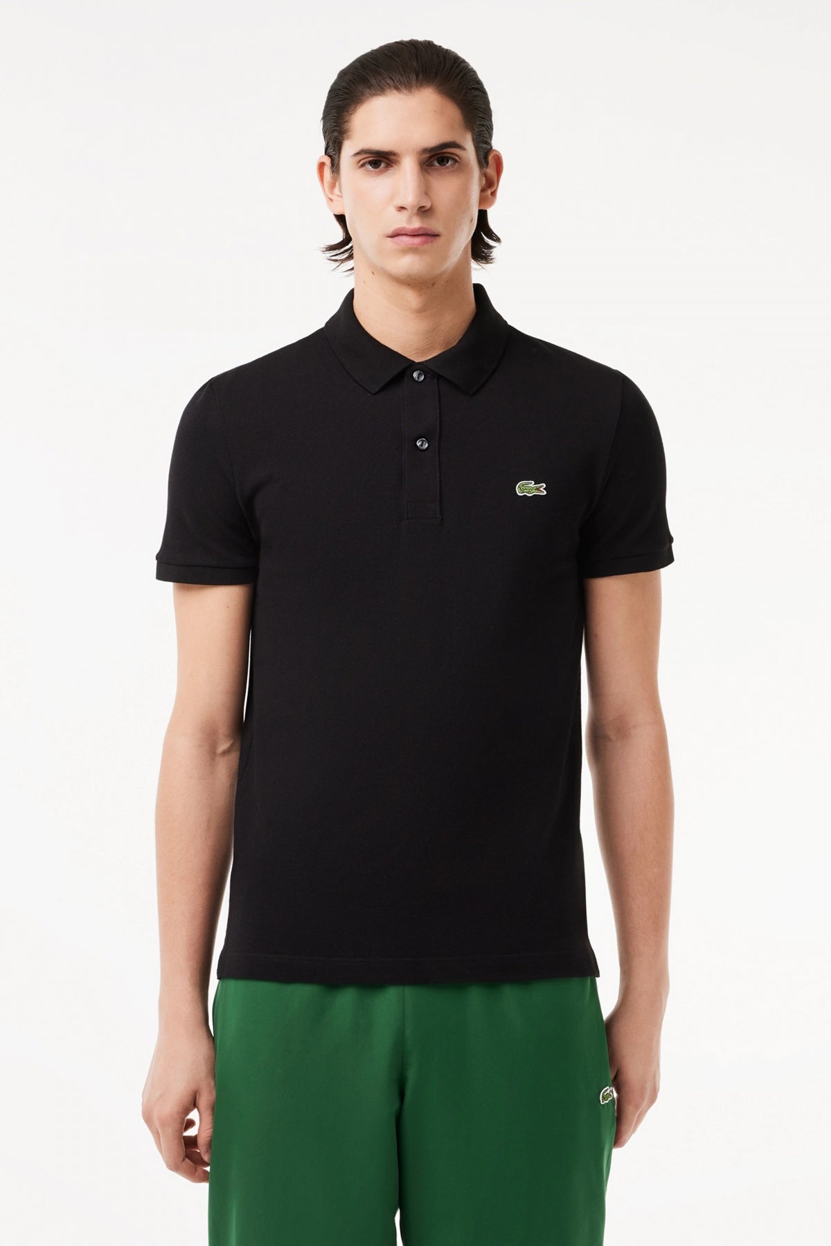 LACOSTE L SHORT SLEEVED RIBBED COLLAR S en color NEGRO  (1)