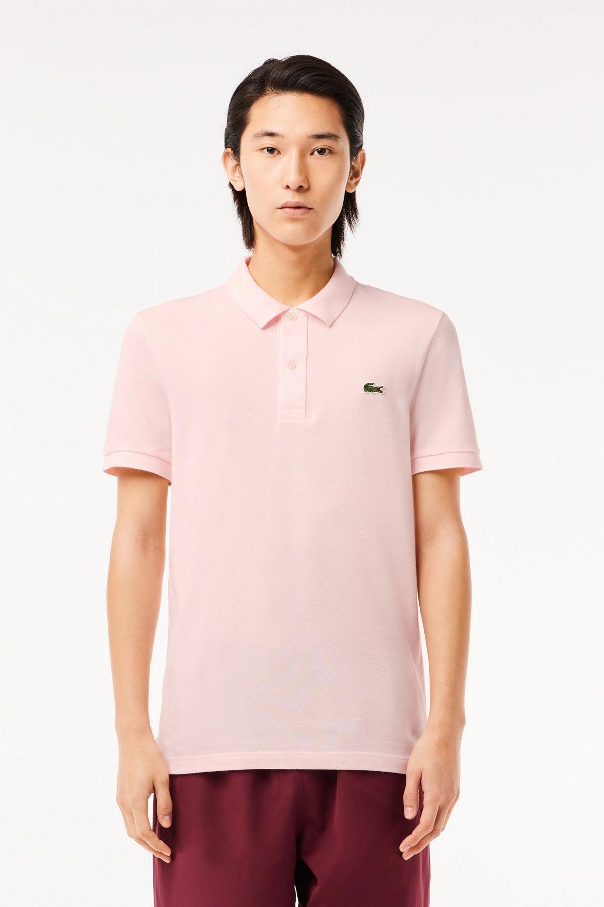 LACOSTE L SHORT SLEEVED RIBBED COLLAR S en color ROSA  (1)