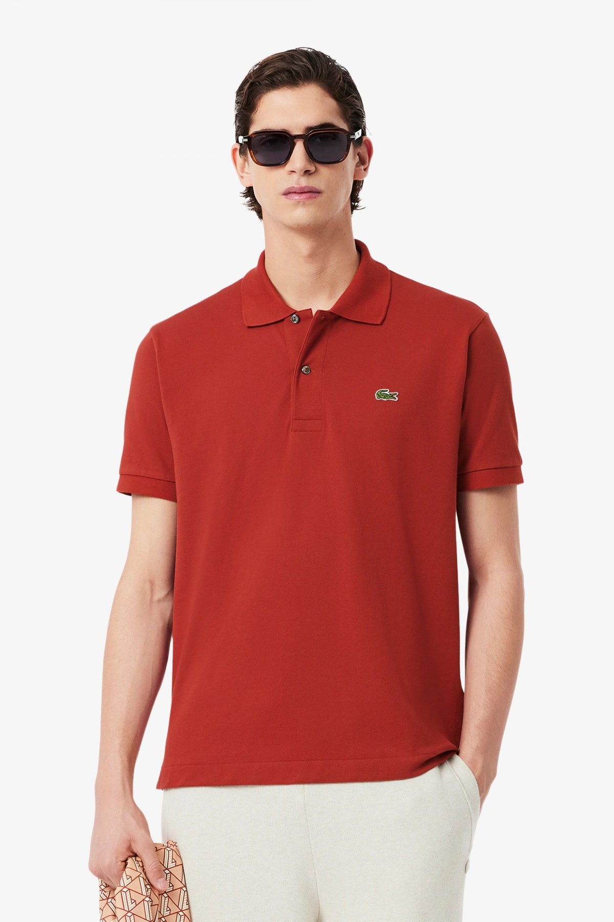 LACOSTE L SHORT SLEEVED RIBBED COLLAR S en color ROJO  (1)