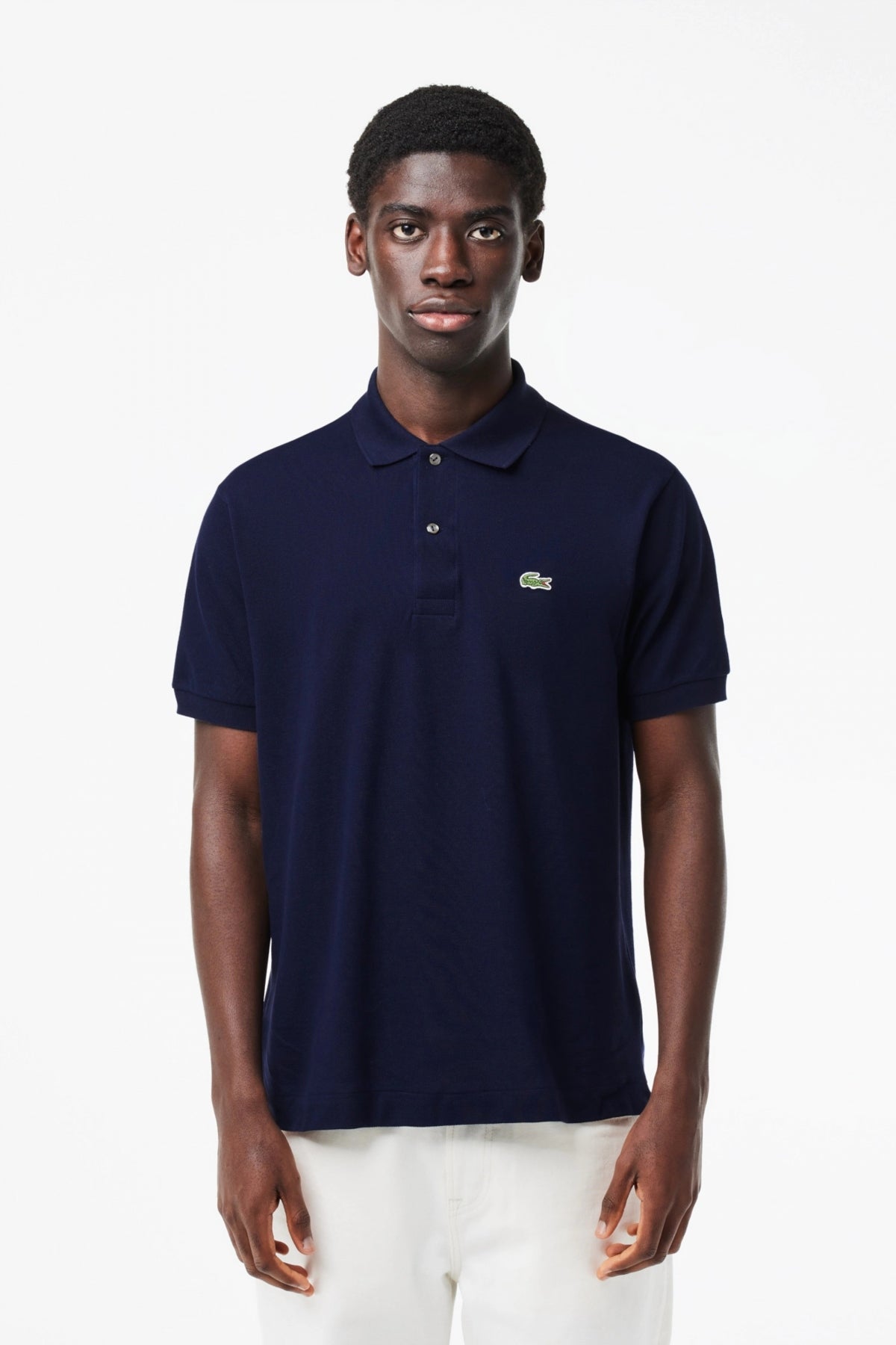 LACOSTE L SHORT SLEEVED RIBBED COLLAR S en color AZUL  (1)