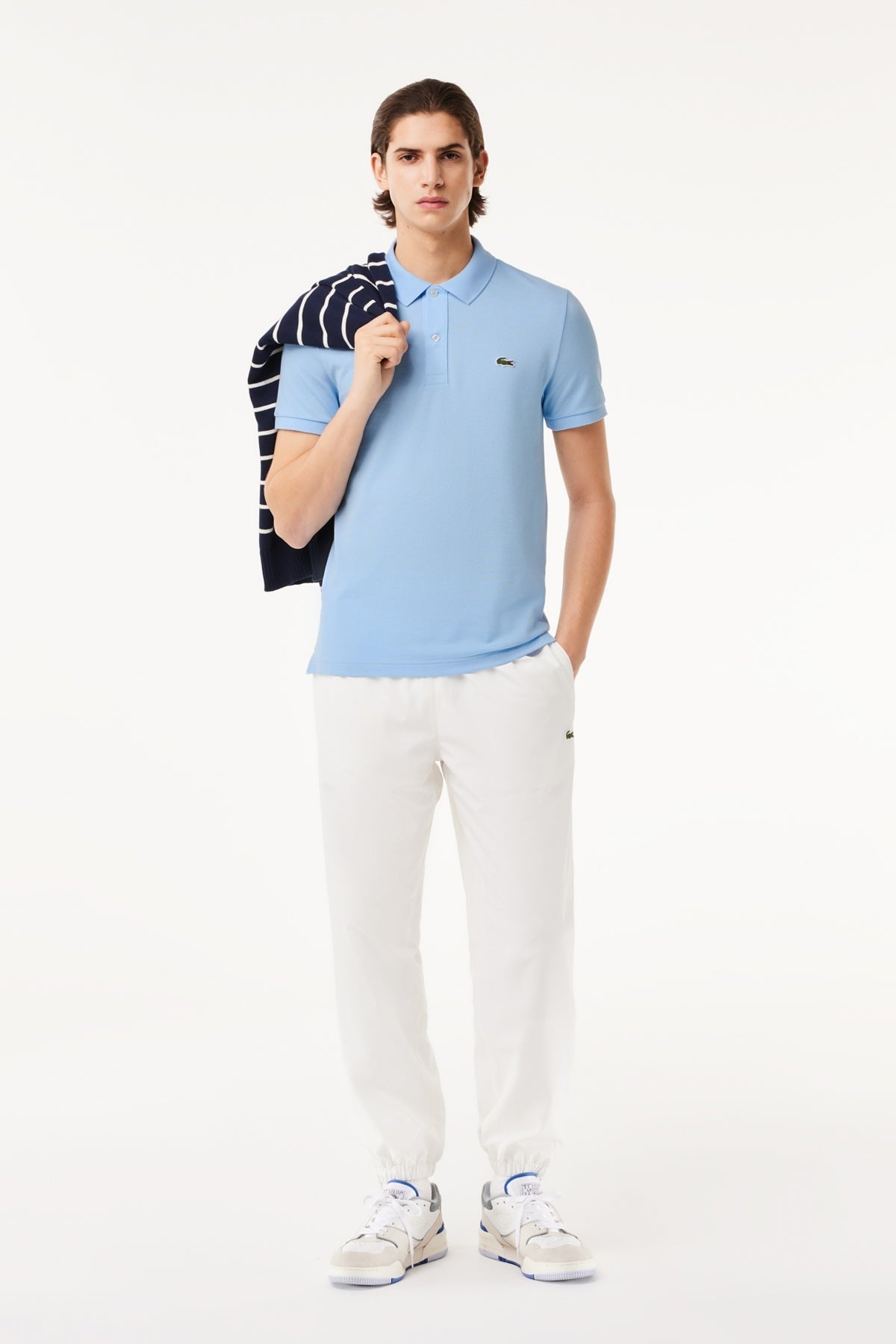 LACOSTE L SHORT SLEEVED RIBBED COLLAR S en color AZUL  (4)