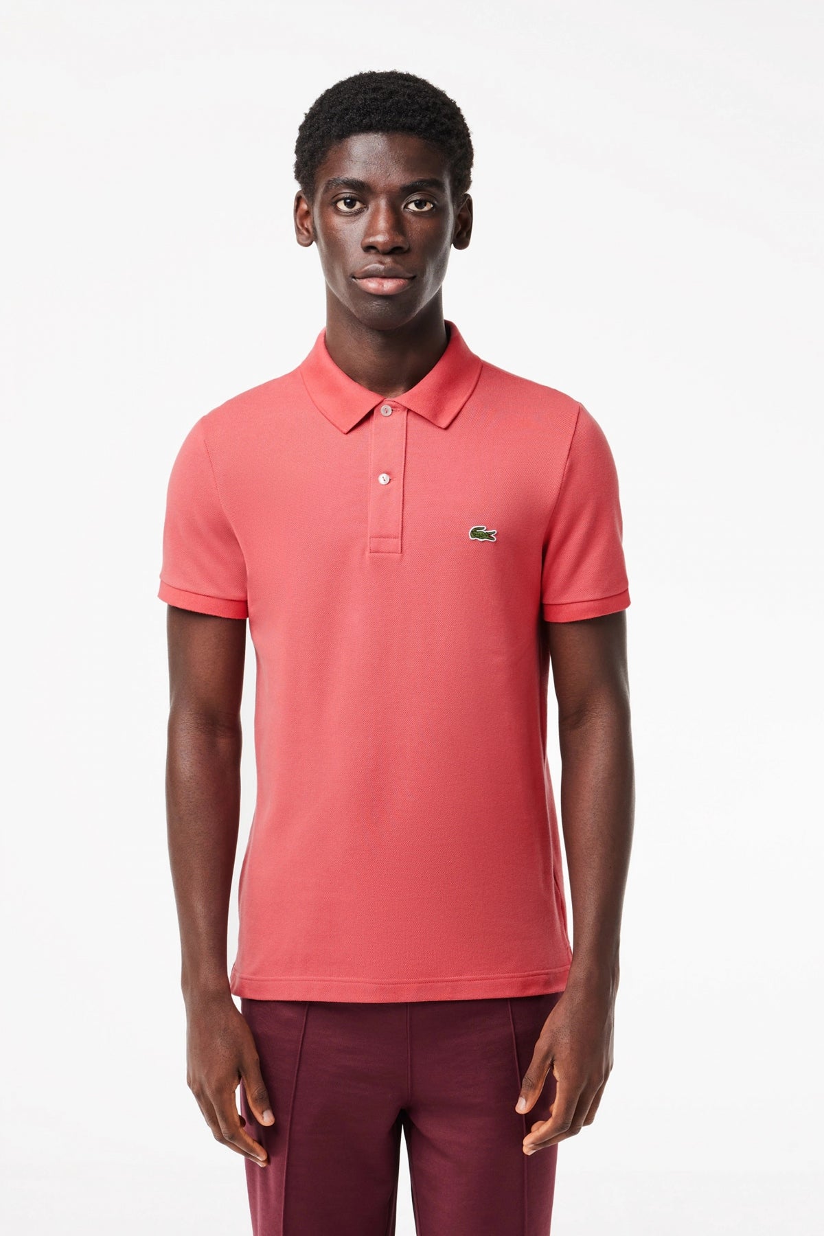 LACOSTE L SHORT SLEEVED RIBBED COLLAR S en color ROSA  (1)