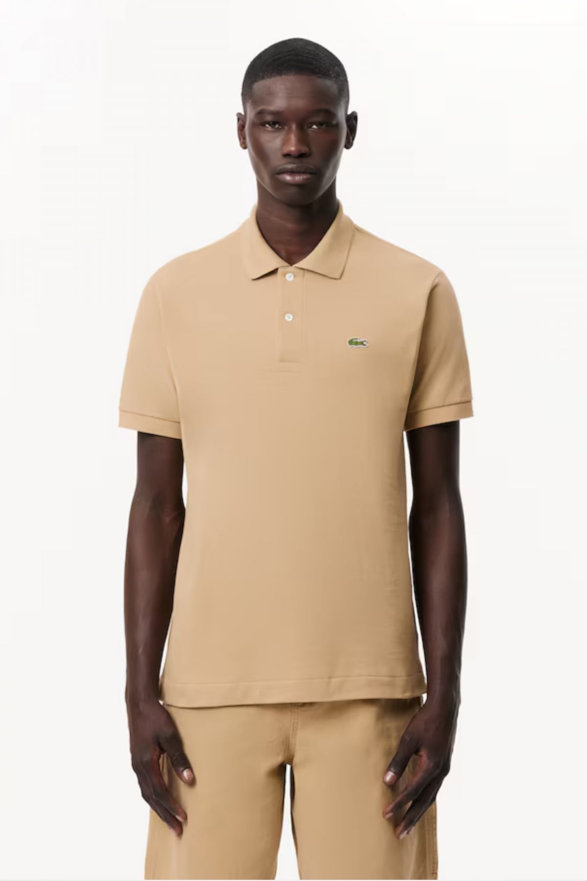 LACOSTE L SHORT SLEEVED RIBBED COLLAR S en color MARRON  (1)