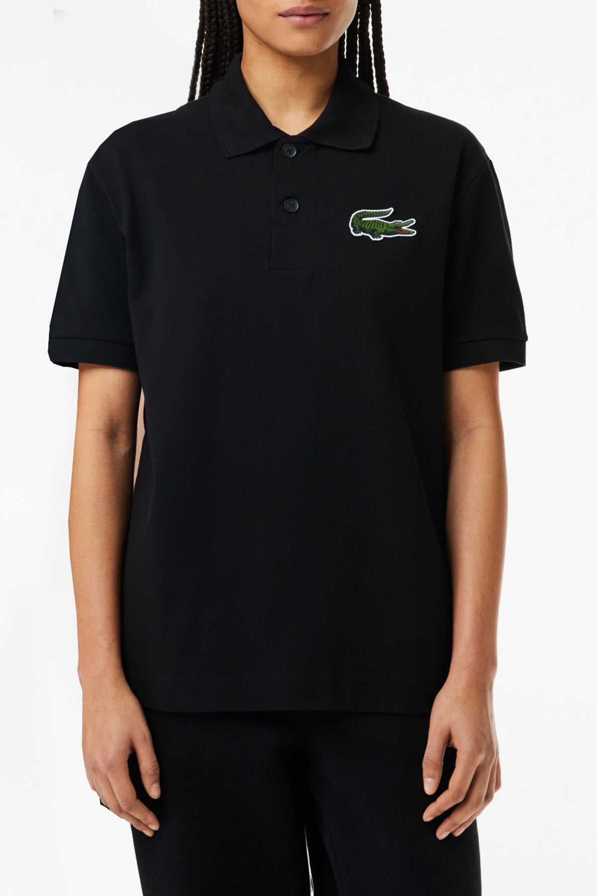 LACOSTE SHORT SLEEVED RIBBED COLLAR en color NEGRO  (2)