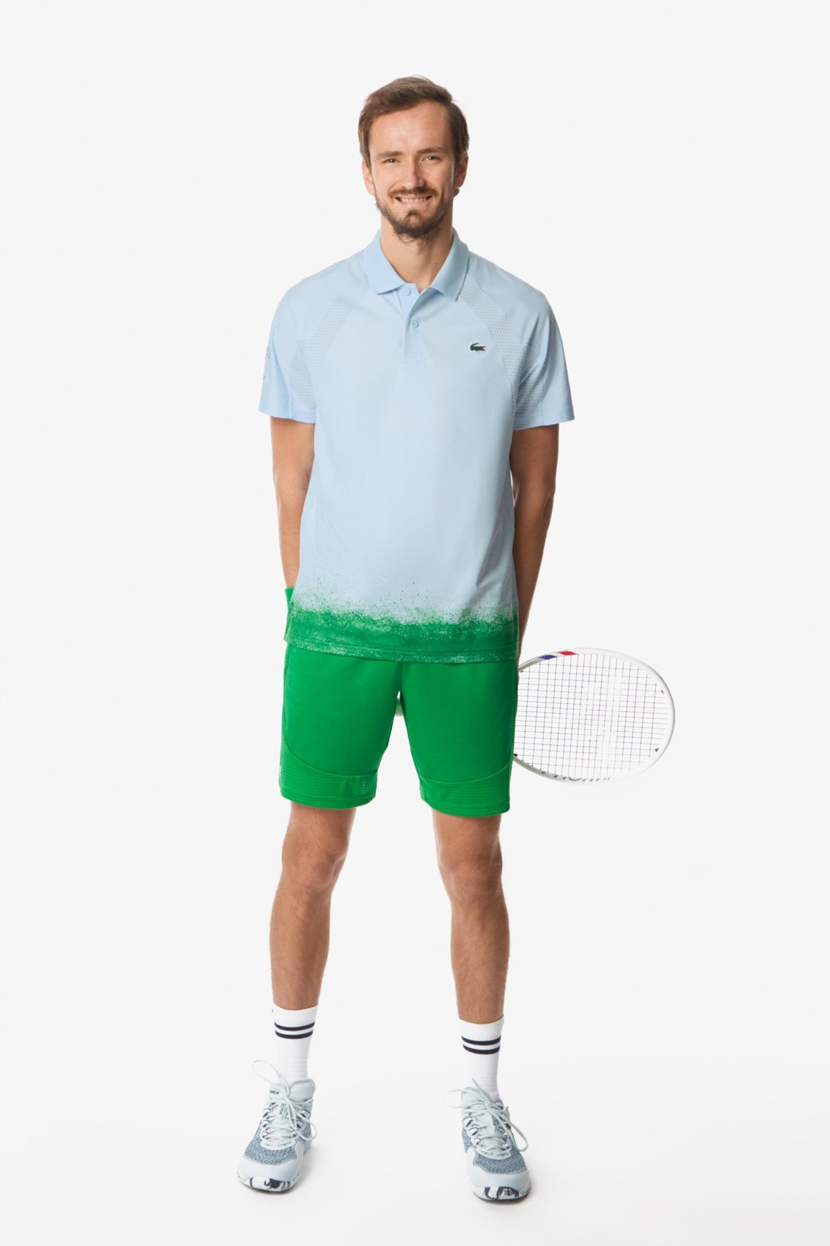 LACOSTE  SHORT SLEEVED RIBBED COLLAR en color AZUL  (4)