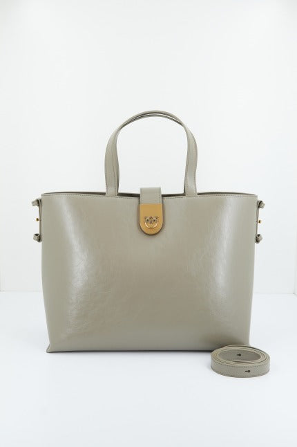 PINKO BRIOCHE SHOPPER VITELLO en color GRIS  (2)