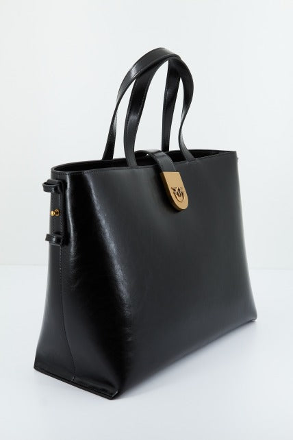 PINKO BRIOCHE SHOPPER VITELLO en color NEGRO  (1)