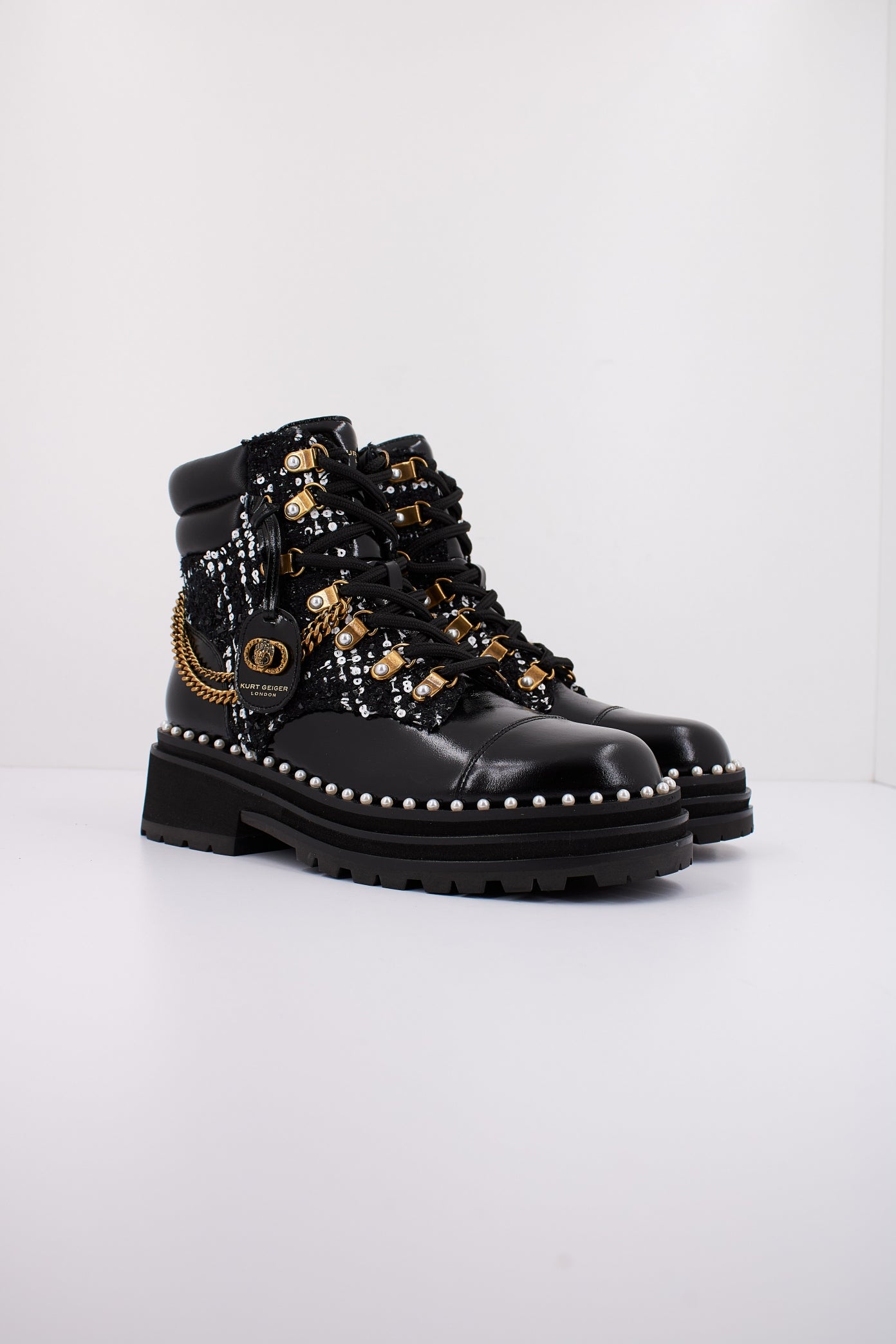 KURT GEIGER LONDON CHELSEA COMBAT BOOT en color NEGRO  (2)