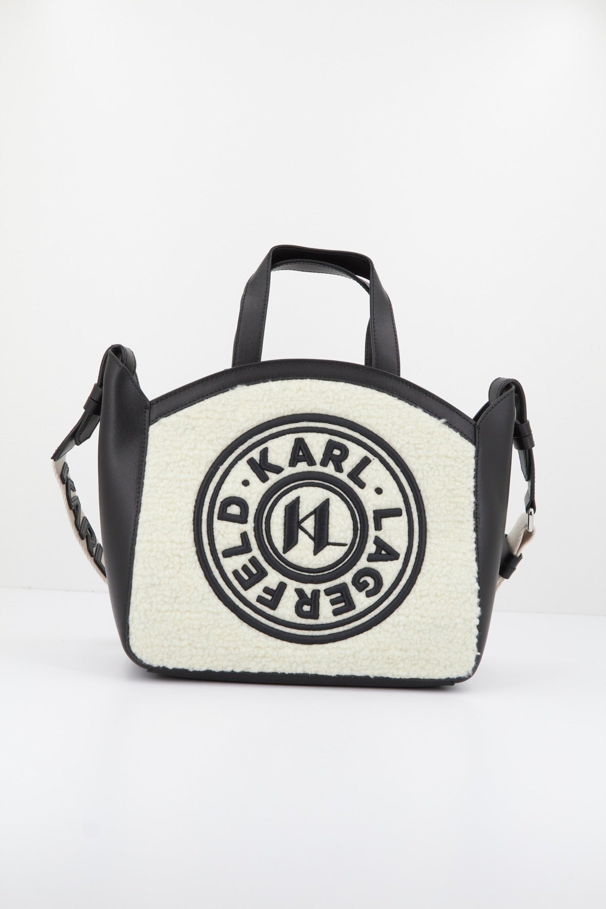 KARL LAGERFELD K/CIRCLE SM TOTE SHEARLING en color BLANCO  (2)