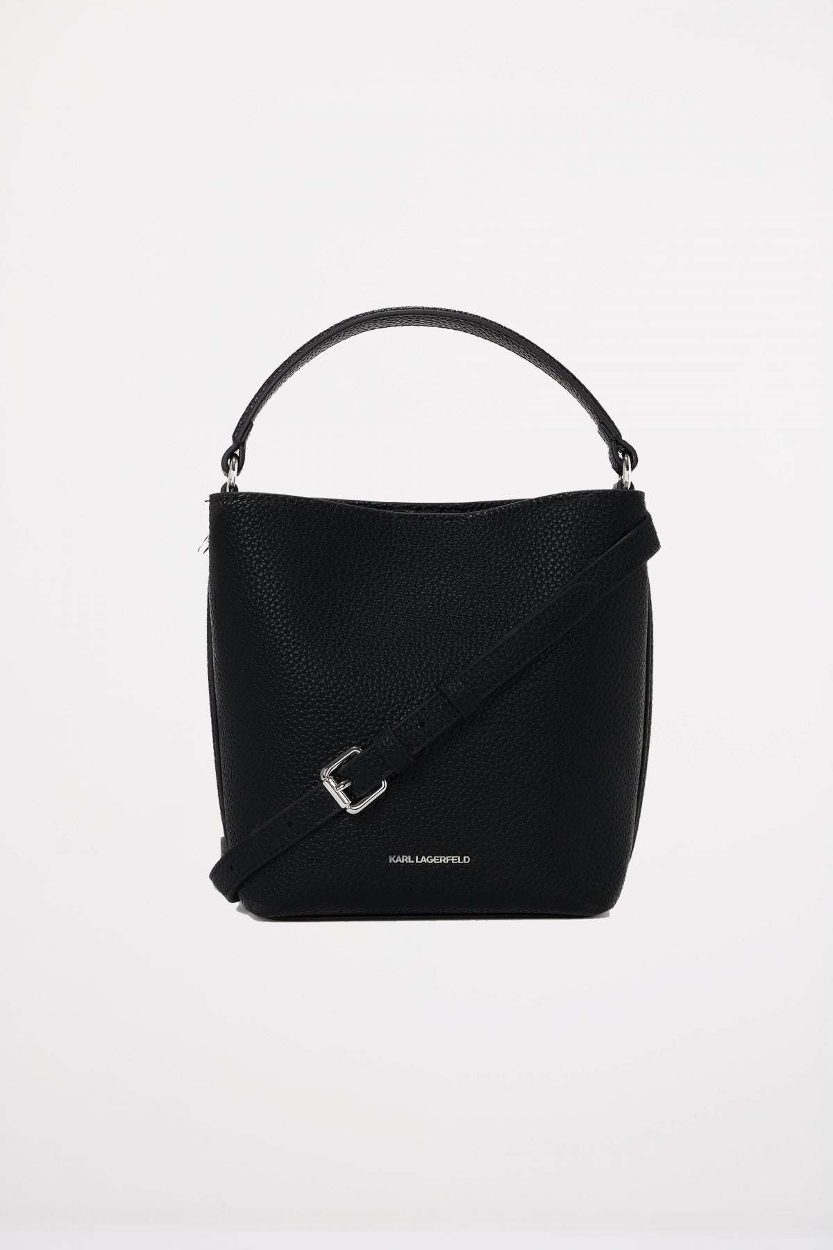 KARL LAGERFELD IKON PEBBLE BUKET BAG en color NEGRO  (2)