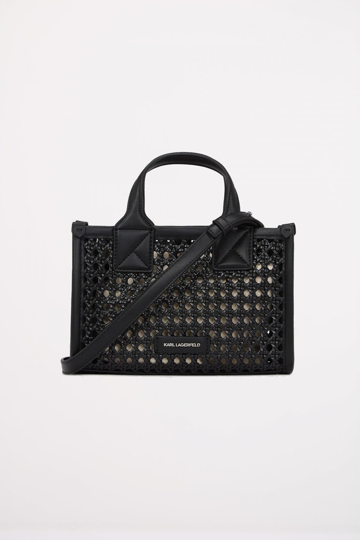 KARL LAGERFELD SKUARE SM TOTE WOVEN en color NEGRO  (2)