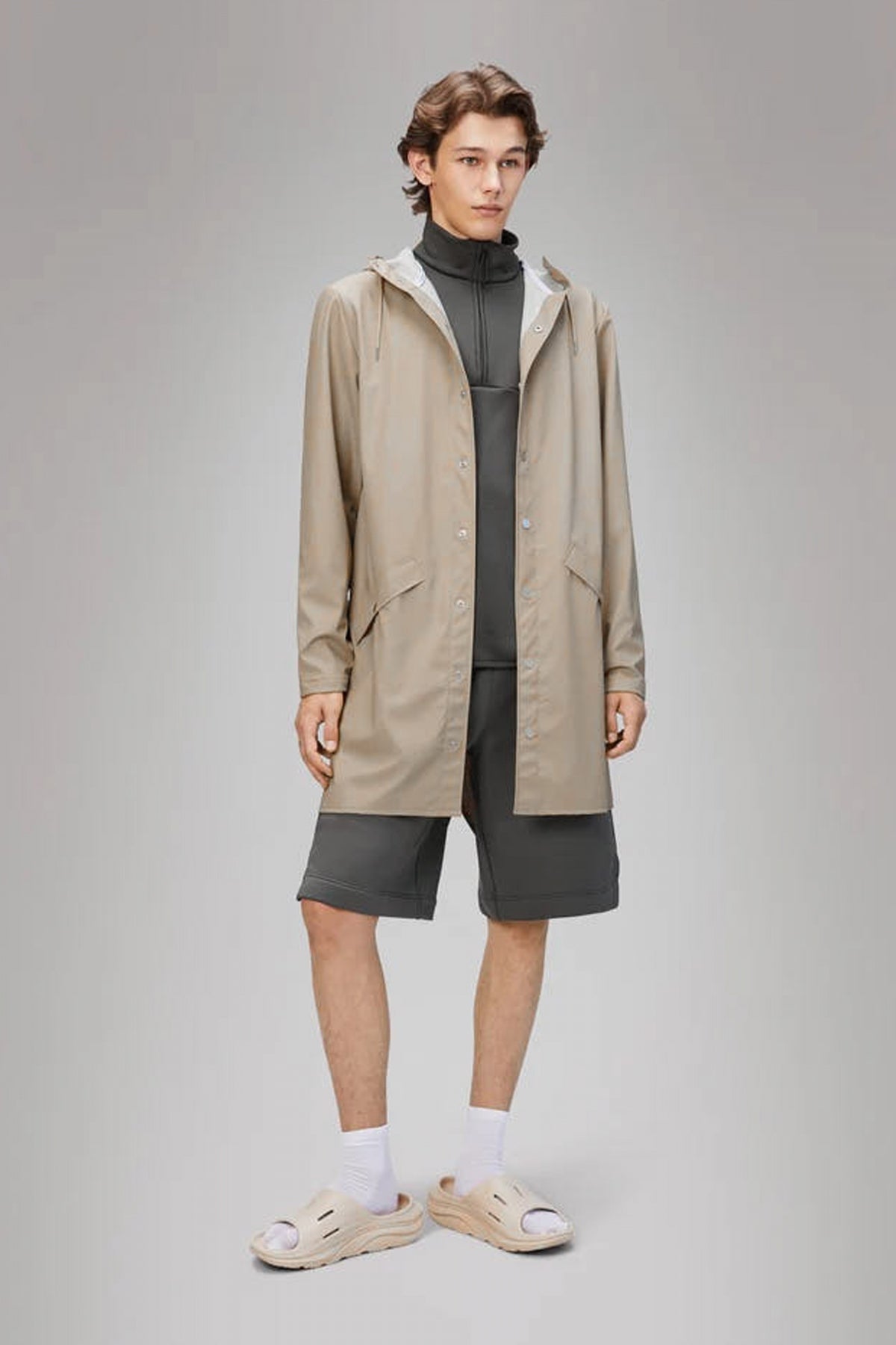 RAINS LONG JACKET W en color GRIS  (4)