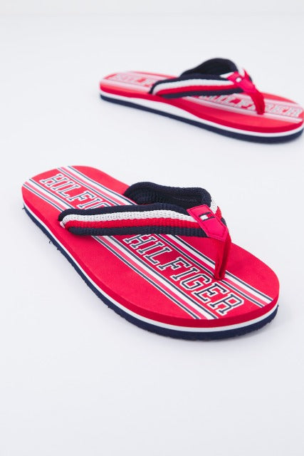 TOMMY HILFIGER LOGO PRINT FLIP FLOP en color ROJO  (2)