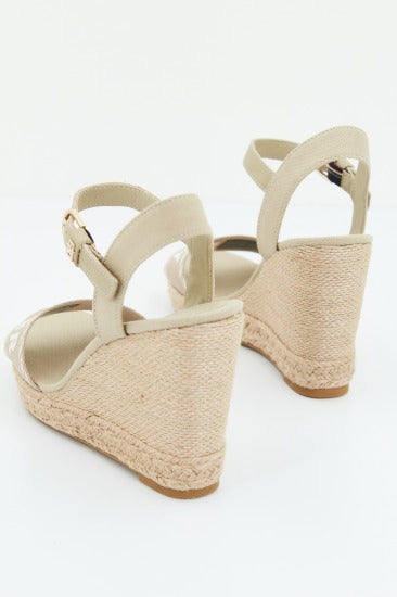 TOMMY HILFIGER SEASONAL WEBBING WEDGE en color BEIS  (3)