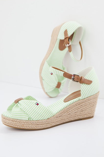 TOMMY HILFIGER  HIGH WEDGE SEERSUCKER en color VERDE  (3)