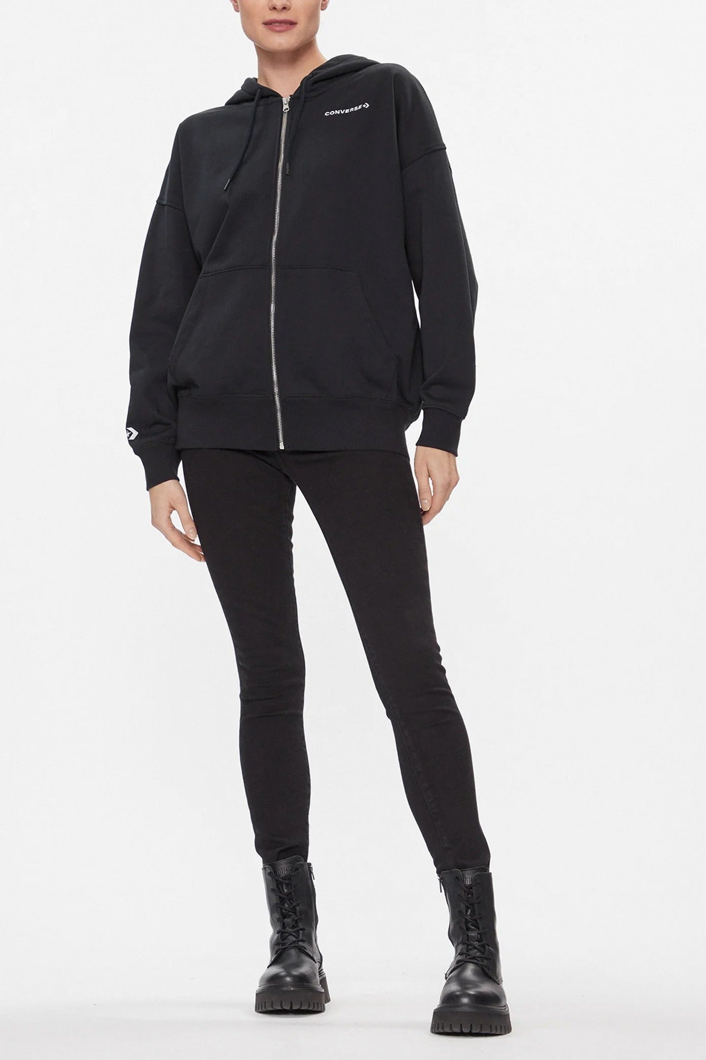 CONVERSE OVERSIZED FULL-ZIP HOODIE en color NEGRO  (4)