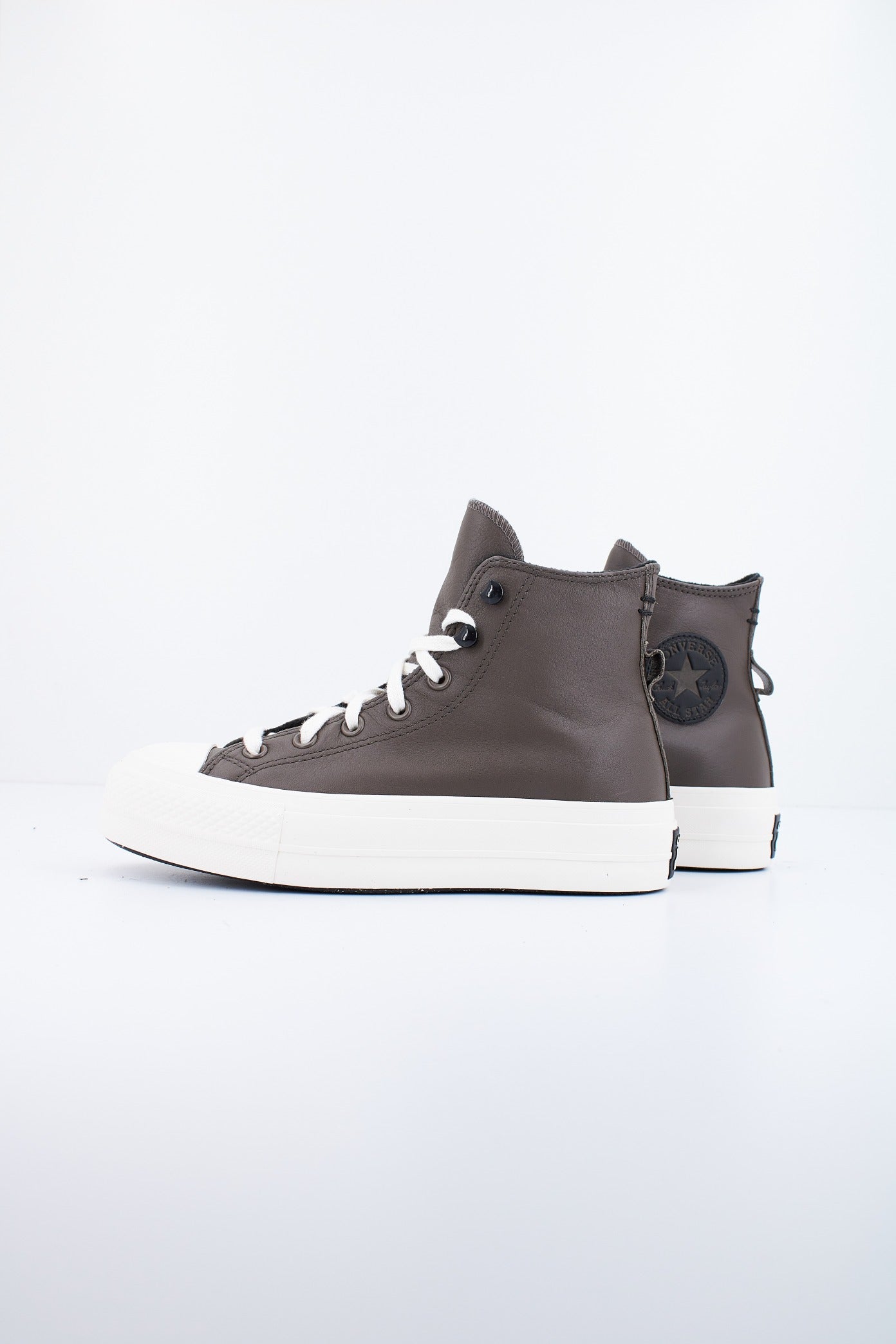 CONVERSE CHUCK TAYLOR ALL STAR LIFT PLATFORM FLEECE-LINED LEATHER en color MARRON  (1)