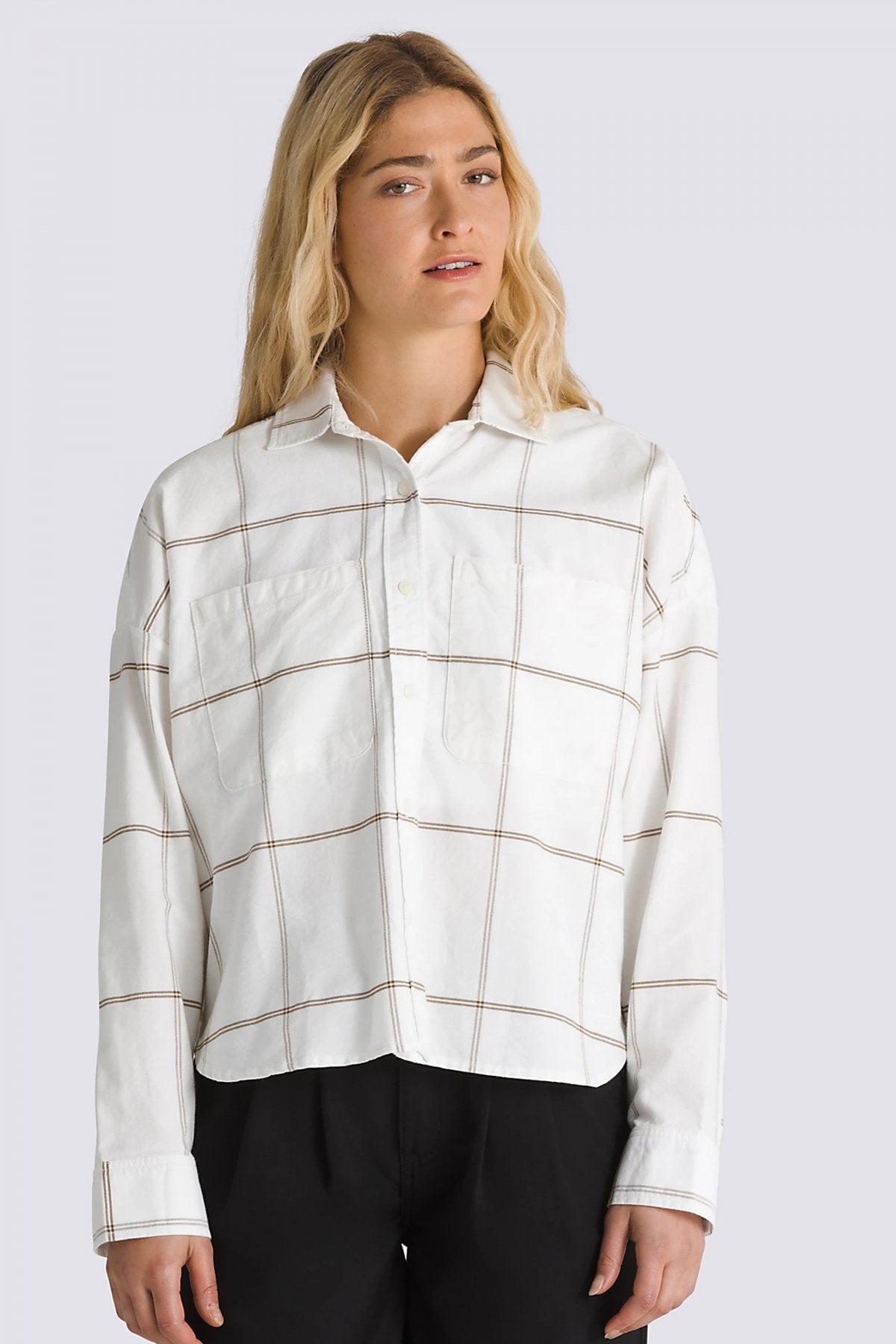 VANS  ANTICA BOXY LS SHIRT en color BLANCO  (1)